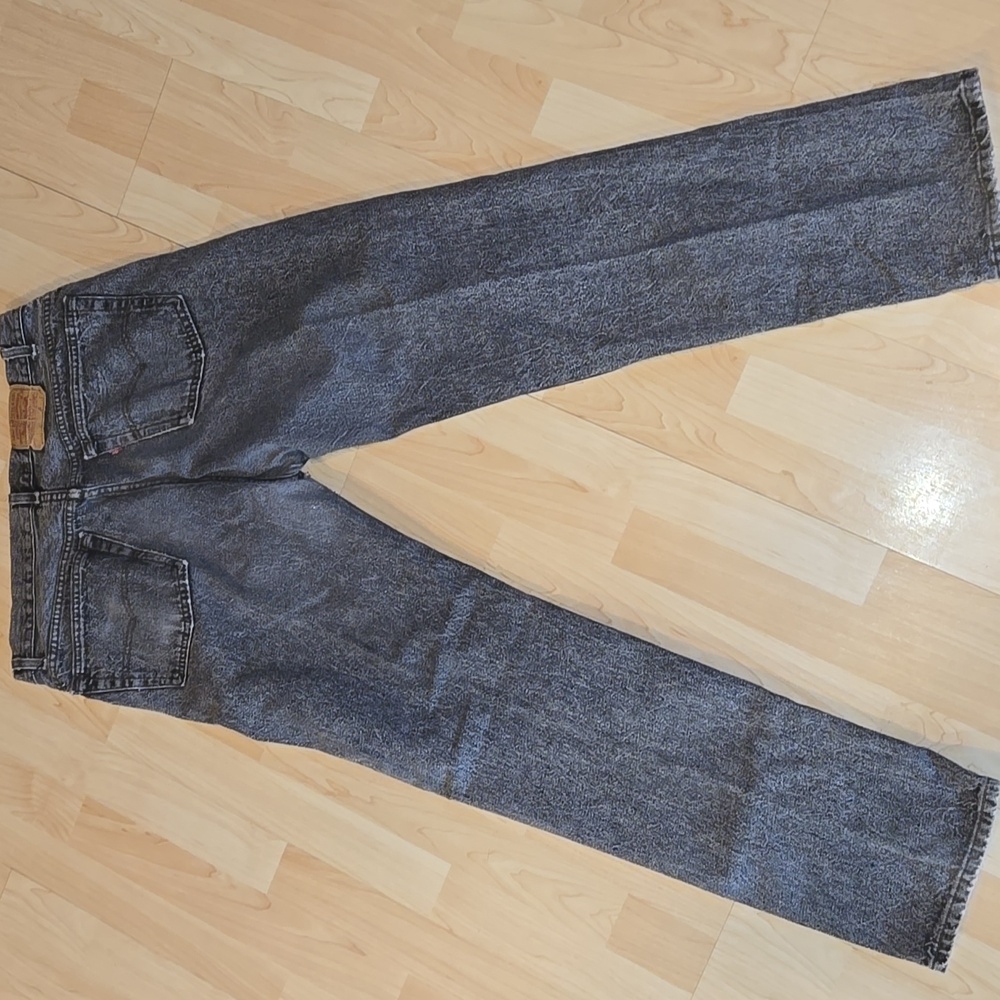 Vintage Levi 501 Button Fly Black Wash Jeans 38x32 Usa Made Ripped Crotch - Picture 11 of 16
